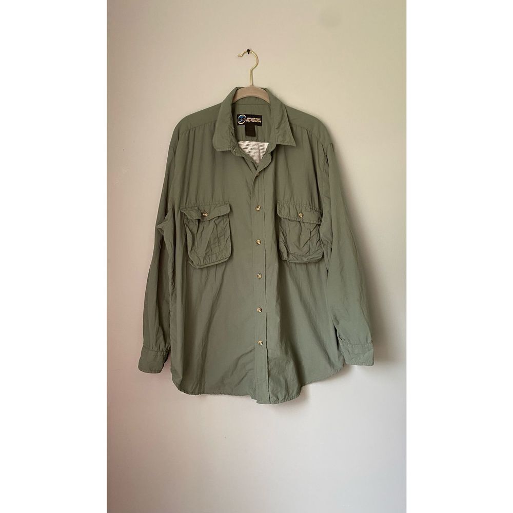 Sortif men’s green outdoor performance fishing hiking button front shirt/XL￼￼